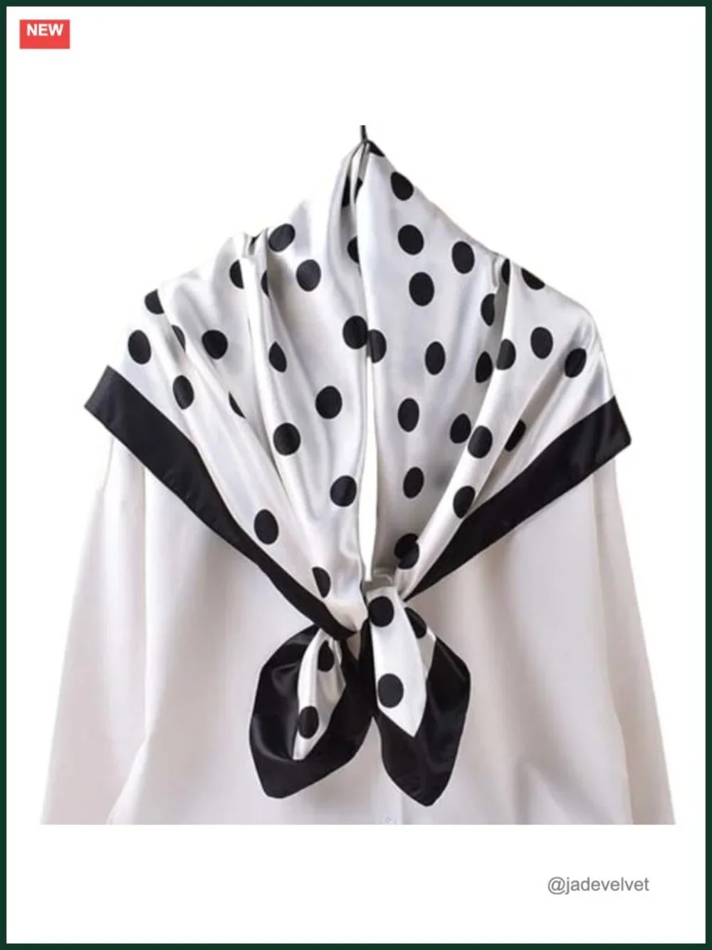 Polka Dot Satin Head Scarf for Women, Square Silk Like Shawl Wrap 35 Inches
